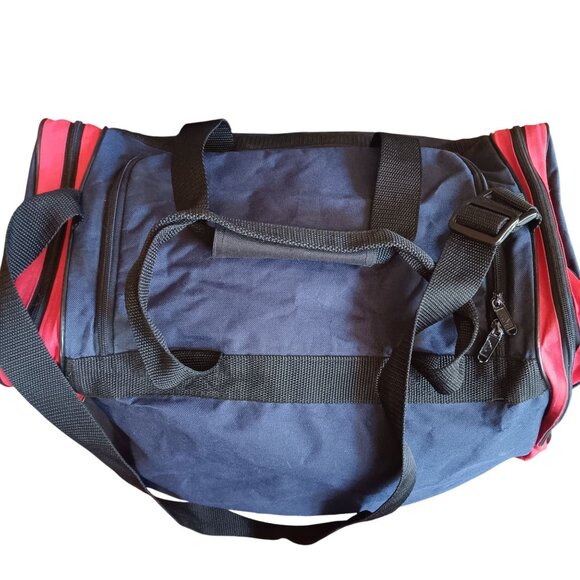 Vintage Adidas Duffel Gym Bag Red & Navy With Adjustable Strap 19x10x10" 90s - Picture 6 of 7